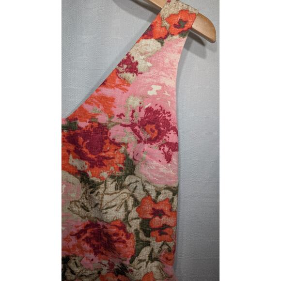 Talbots Womens Sleeveless Pockets Beige Pink Khaki Floral Sheath Dress Sz 4 - Picture 4 of 9